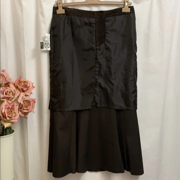 Chocolate Brown Suede Leather Maxi Skirt Vintage Quiet Luxury Euro Designer - Picture 8 of 12